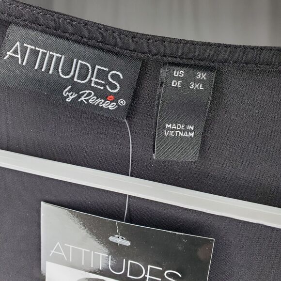 Attitudes By Renee Asymmetric Cardigan Women 3X Black Stretch Knit Open Front - Picture 3 of 6